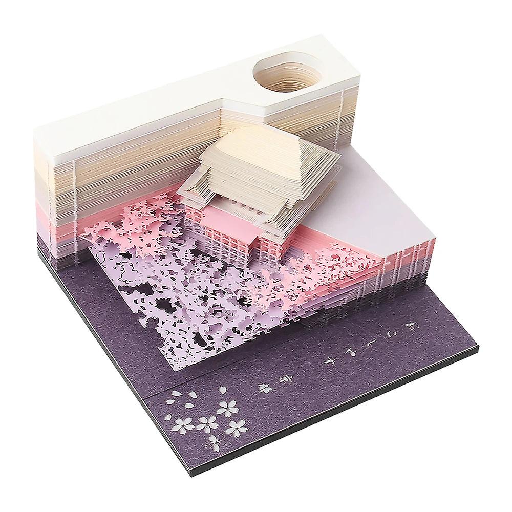 Omoshiroi Block 3d Memo Note Cute Diy Treehouse Christmas Gift Color Paper Sticky Note Acylic Flip Box Craft Notepad Stationery