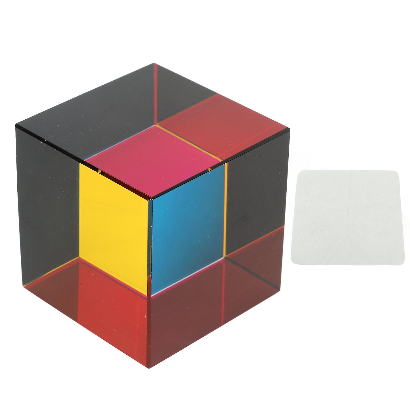 Color Cube Optical 6 Sides Cube Optical Cube Prism for Tabletop Ornaments Educational Toys Physics Toys 50mm