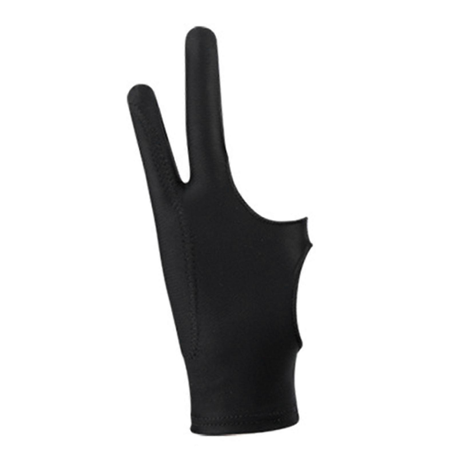 Tablet Drawing Glove Breathable Prevent Smudge 3 Layer 2 Finger Painting Glove for Artist Sketching Black S