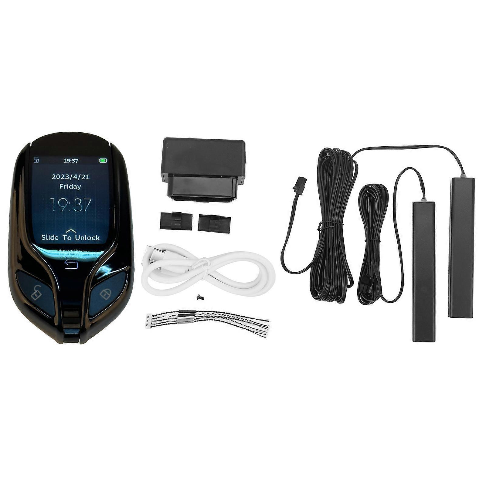 LCD Screen Smart Key Universal Long Standby Time PKE Keyless Entry System for All Models with One Button Start Black