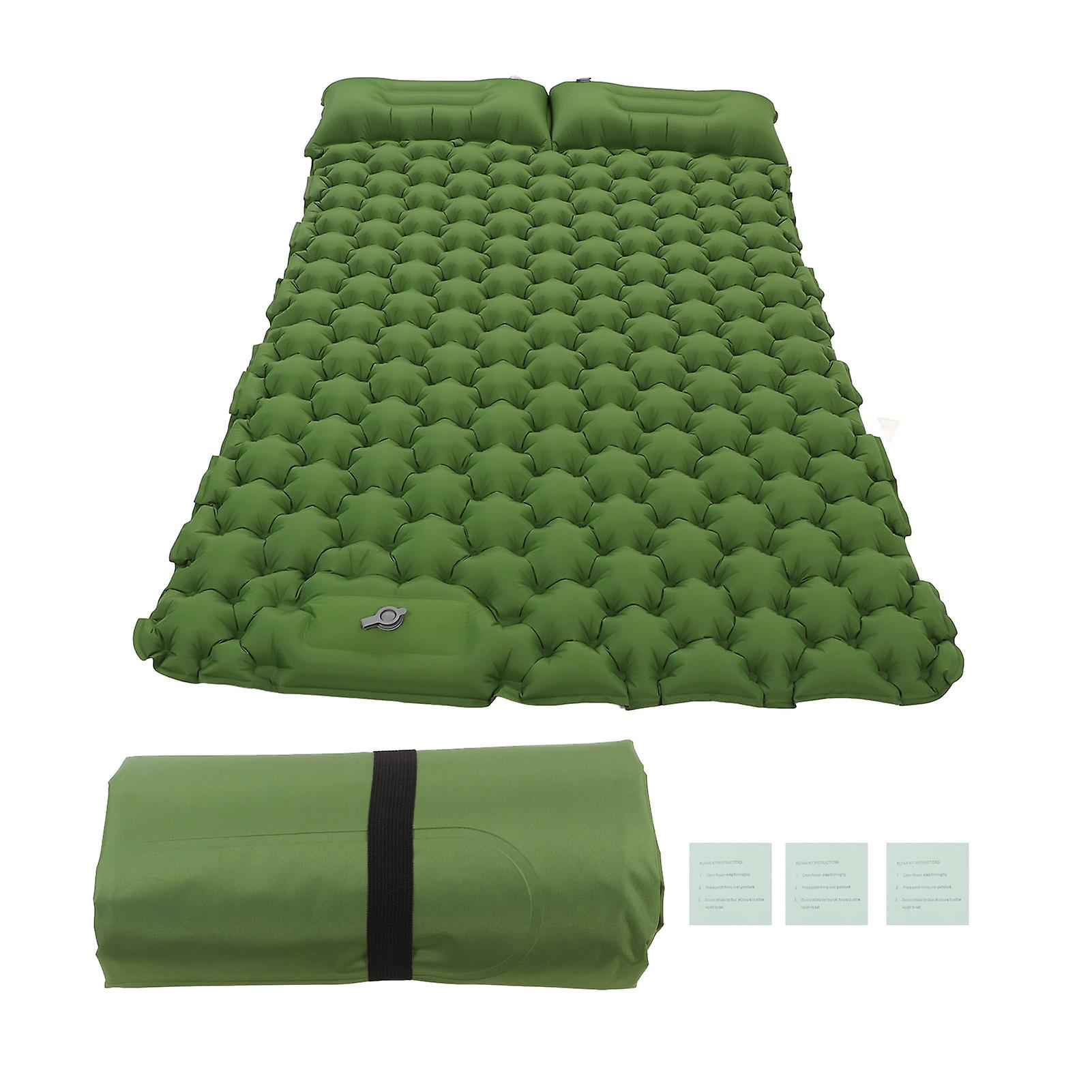 Matelas de sol gonflable vert : conception ergonomique actionnée par le pied pour une utilisation en camping