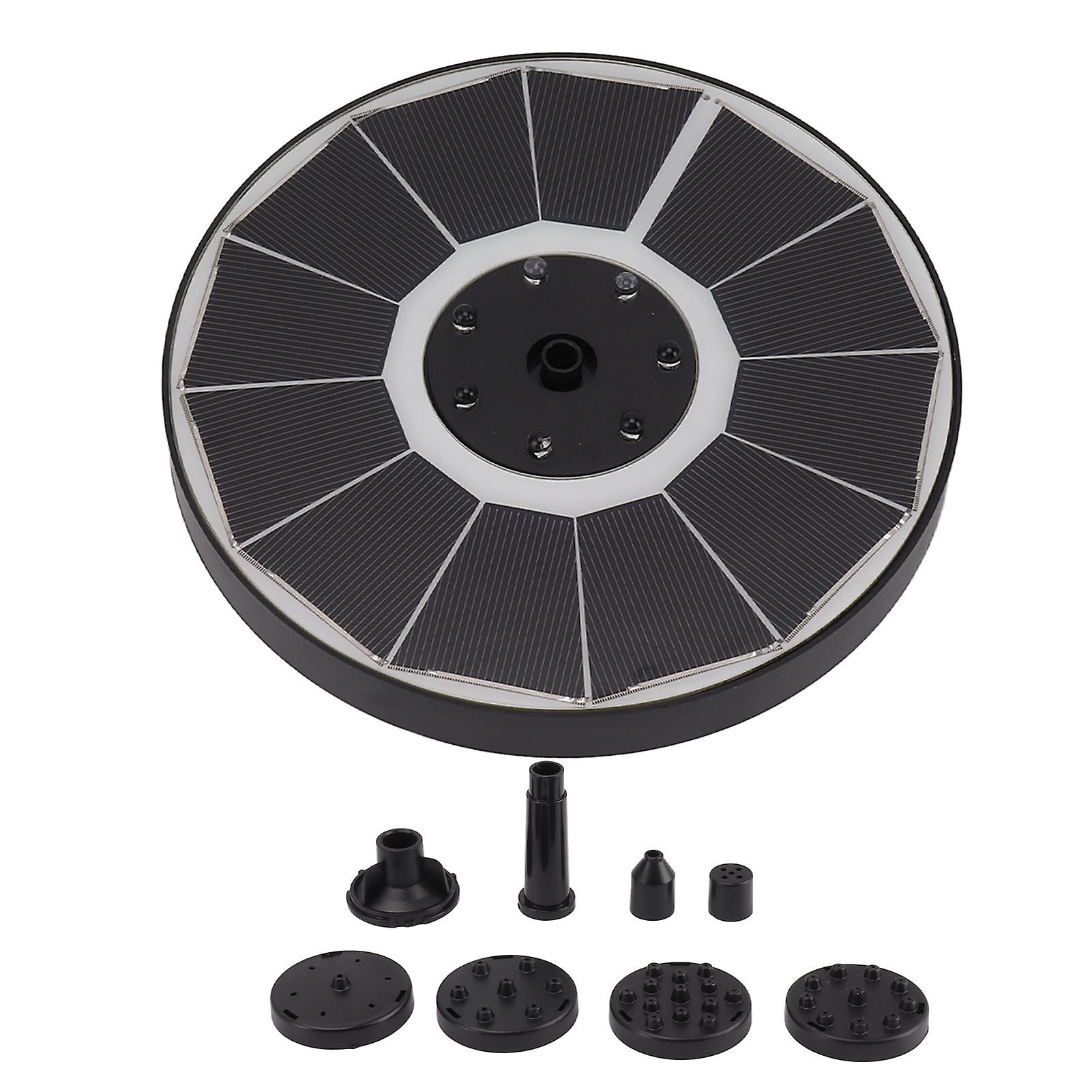 Solar Fountain Light with 8 Nozzles 3.5W 900mAh, Colorful and Powerful, for Bird Bath and Garden, Black Nozzle