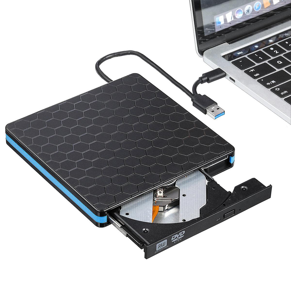 External Cd Dvd Drive Dual Port Portable Burner For Pc Laptop Os Windows 7/8/10