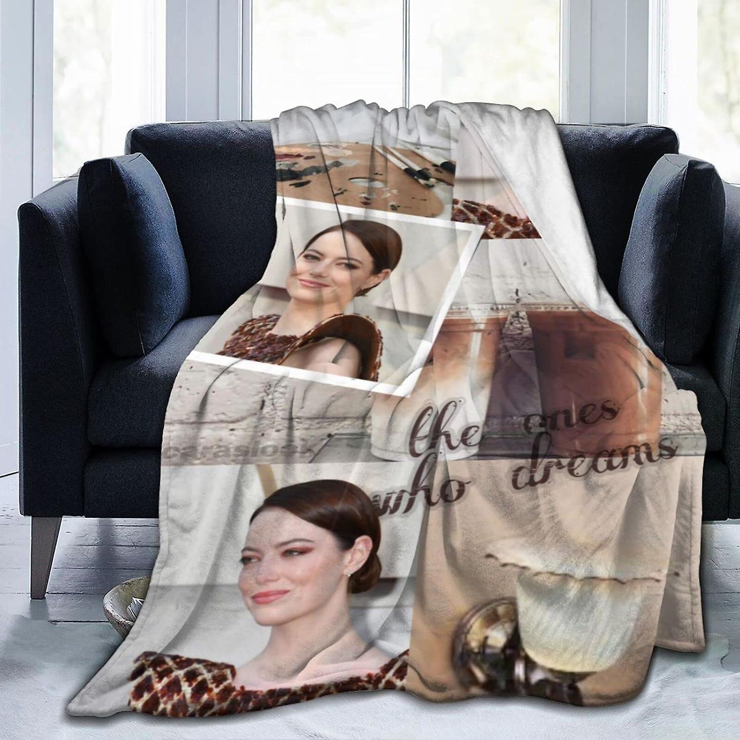 JI181 Emma Stone Lekki luksusowy narzut Fannel Fleece Pluszowe łóżko z mikrofibry Super miękki rezerwator na całoroczną kanapę