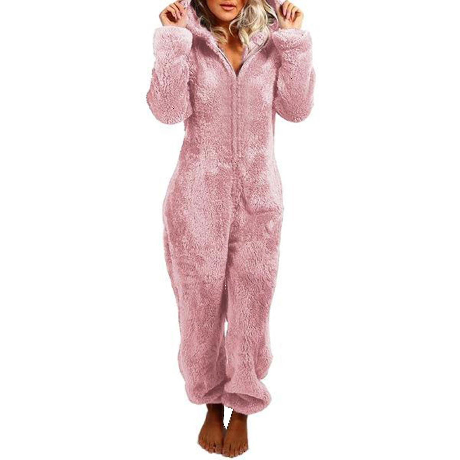 Vintervarm pyjamas Långärmad dragkedja med huva för vinterhemmakläder utomhuskläder