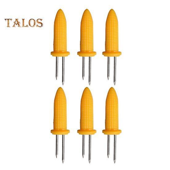 6 Pcs Corn Cob Holders Stainless Steel Corn BBQ Forks Rust-Proof Corn on The Cob Skewers Corn Shape Handle Portable Dining Tool for Picnics Parties