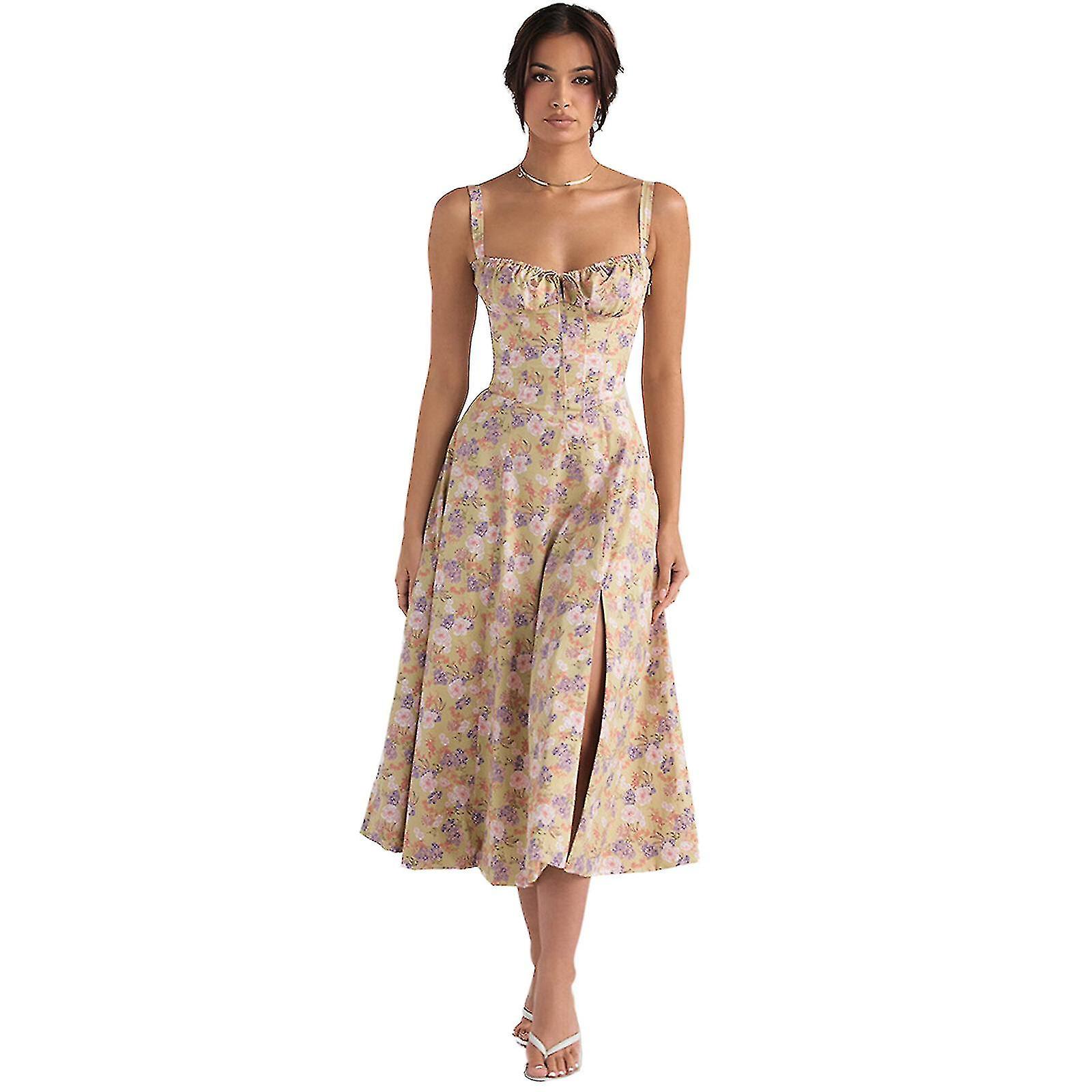 35% Off-Slip Etek Bayan Yaz Elbise Rahat Bohos Kolsuz Spagetti Askı Uzun Plaj Güneş Elbiseleri Sıcak