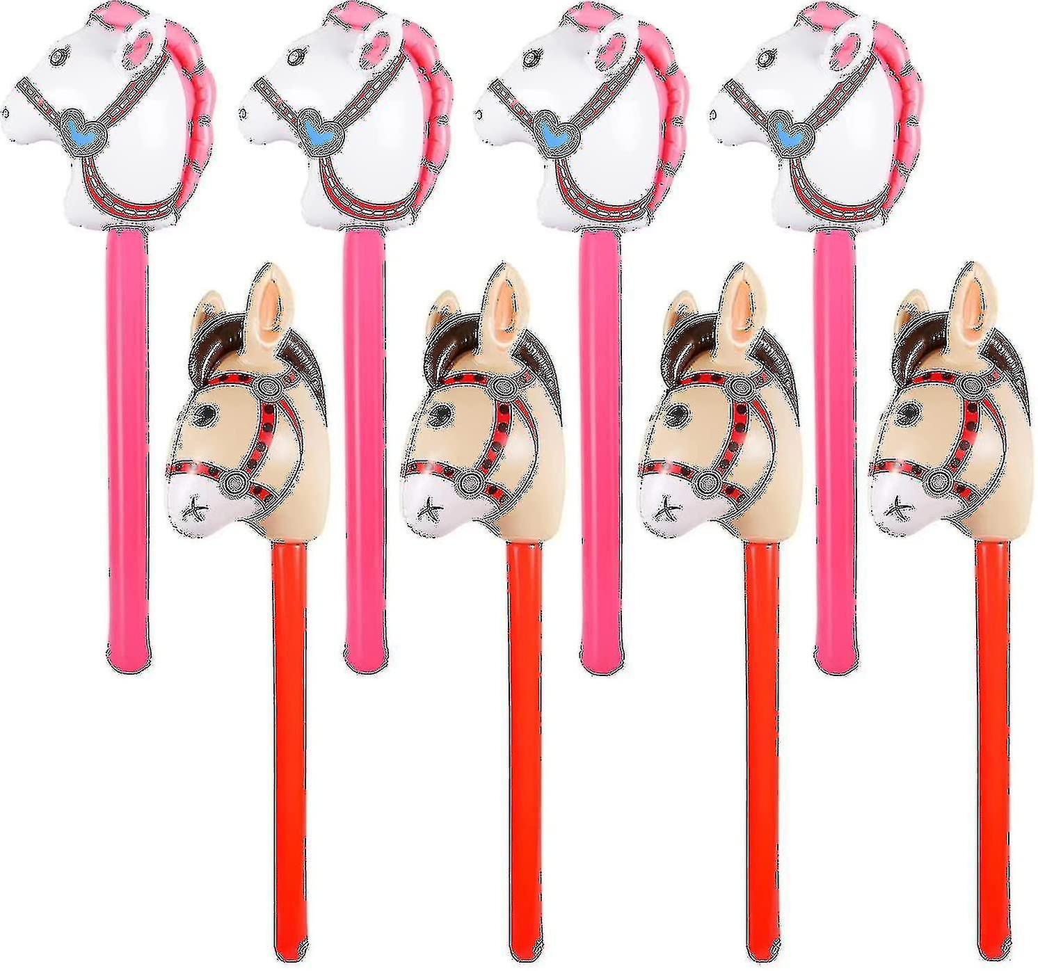 8 Pieces Inflatable Stick Horse, Inflatable Horse On Stick /