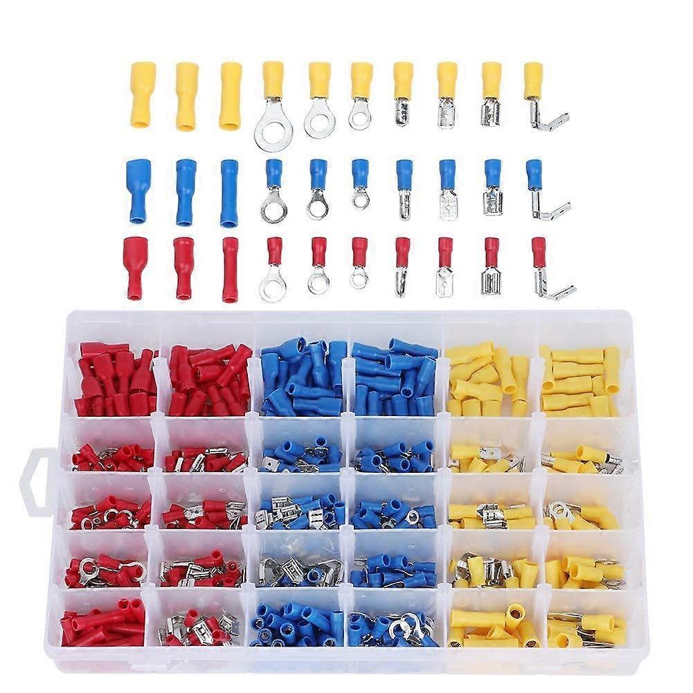 480pcs Electrical Terminals, Flat Terminals Connectors, Splicing Terminals for Cable/Wire Protection and Connection with Portable Storage Box V7003-3