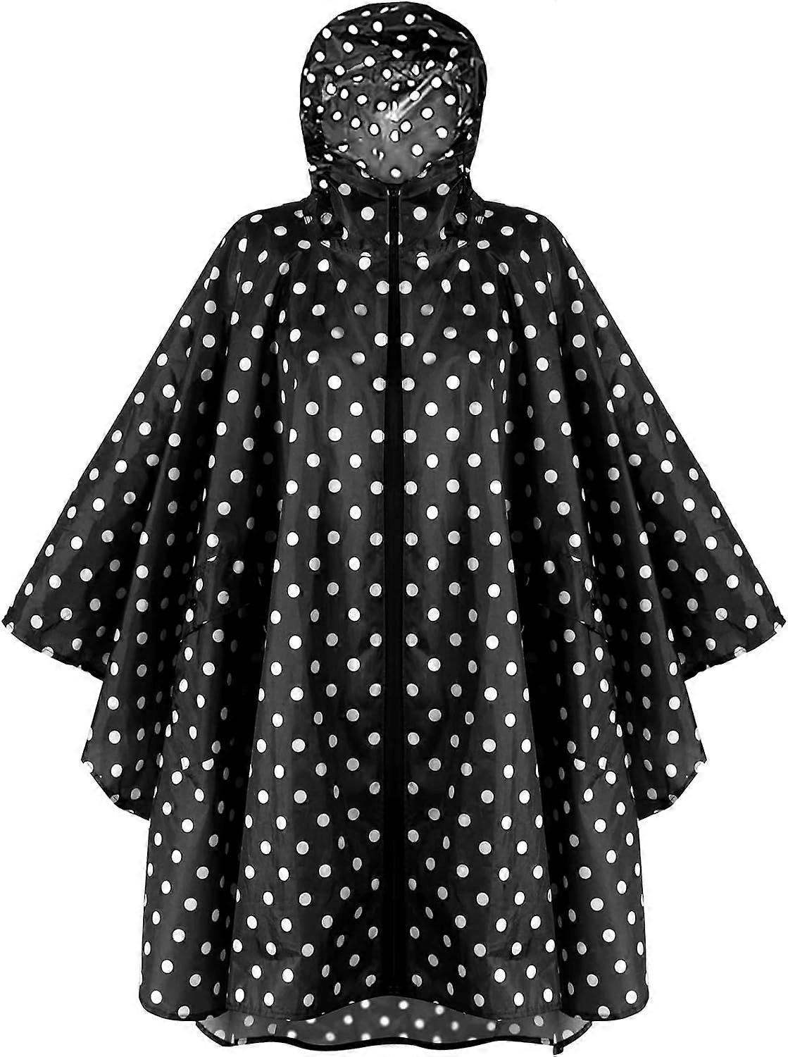 Poncho de pluie impermable, lger et rutilisable, manteau capuche de randonne pour activits de plein air, noir