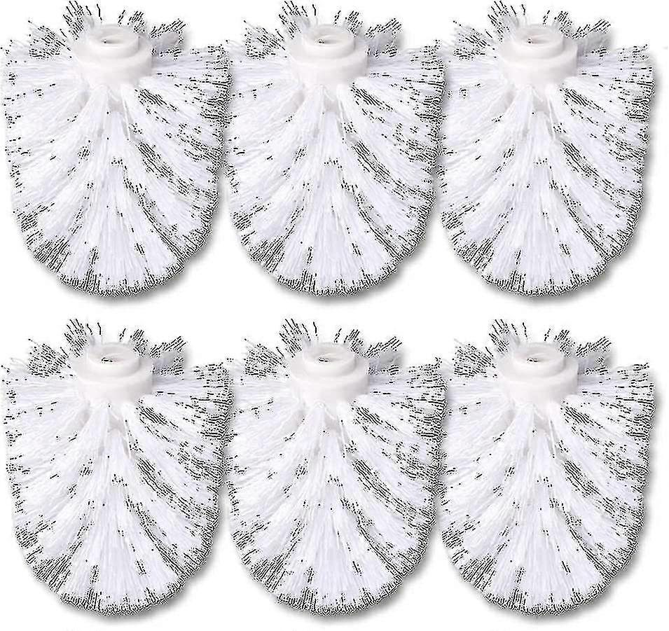 6pcs Toilet Replacement Brush Head White Replacement Brushes Diameter 8cm
