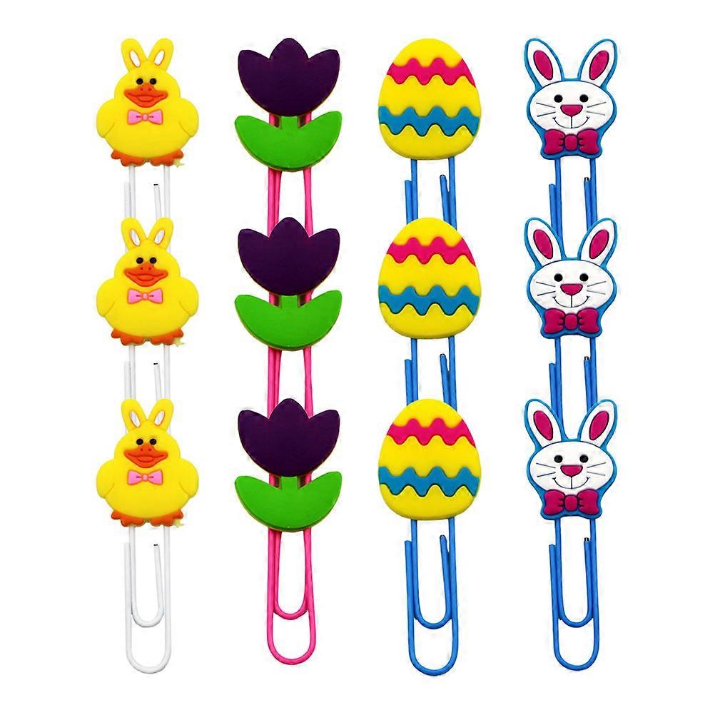 12pcs Adorable Bookmark Easter Paper Clips Metal Note Clips File Memo Holders Gift Clips for Home Office School (Assorted and Random Pattern)
