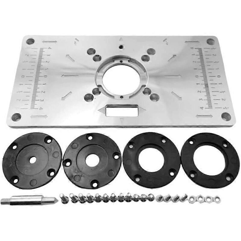 Aluminum Alloy Table Insert Plate with 4 Rings for Woodworking Bench, 235mm x 120mm x 8mm hwy