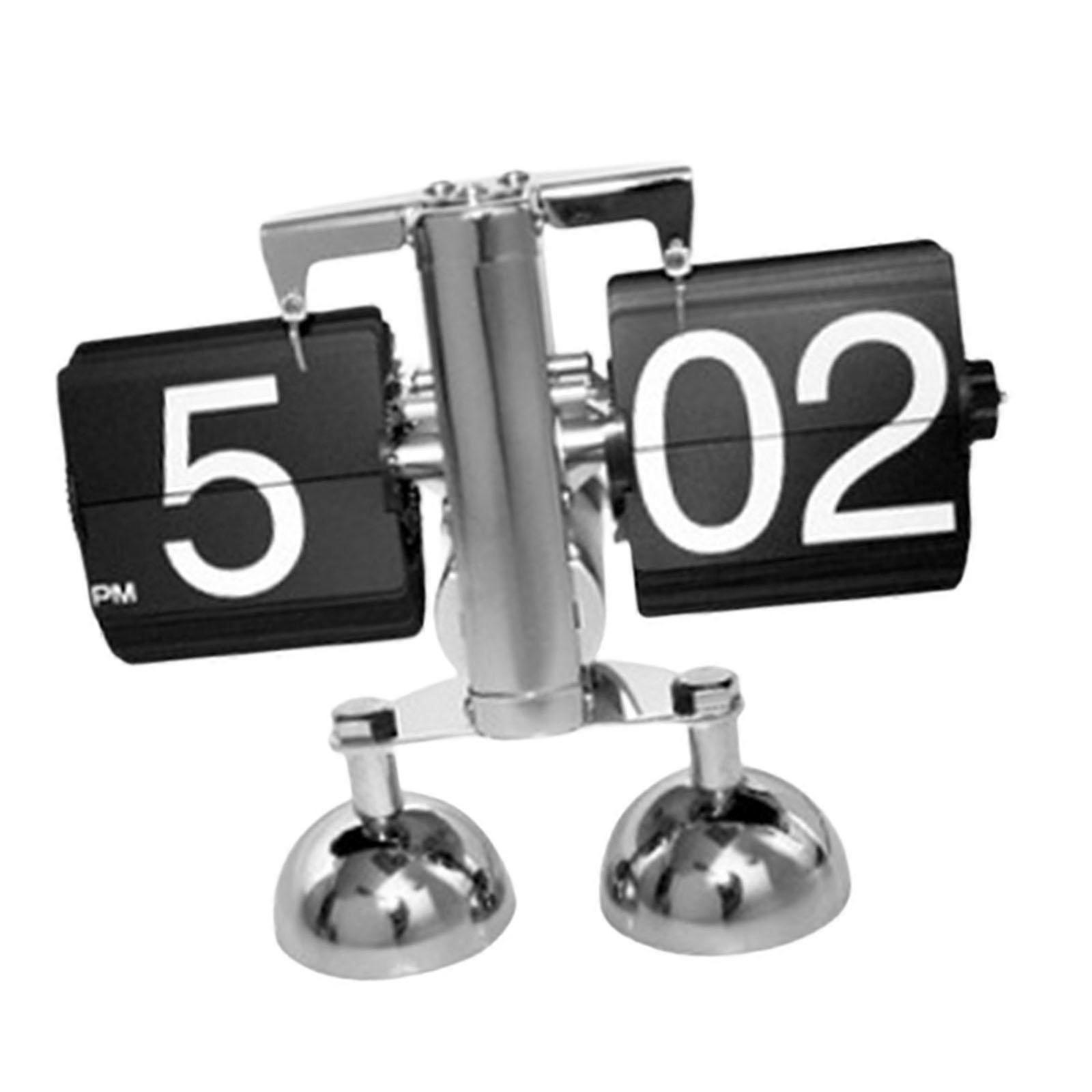 Auto Flip Clock Creative Automatic Page Turning Clock for Hotel Office Decor feet black