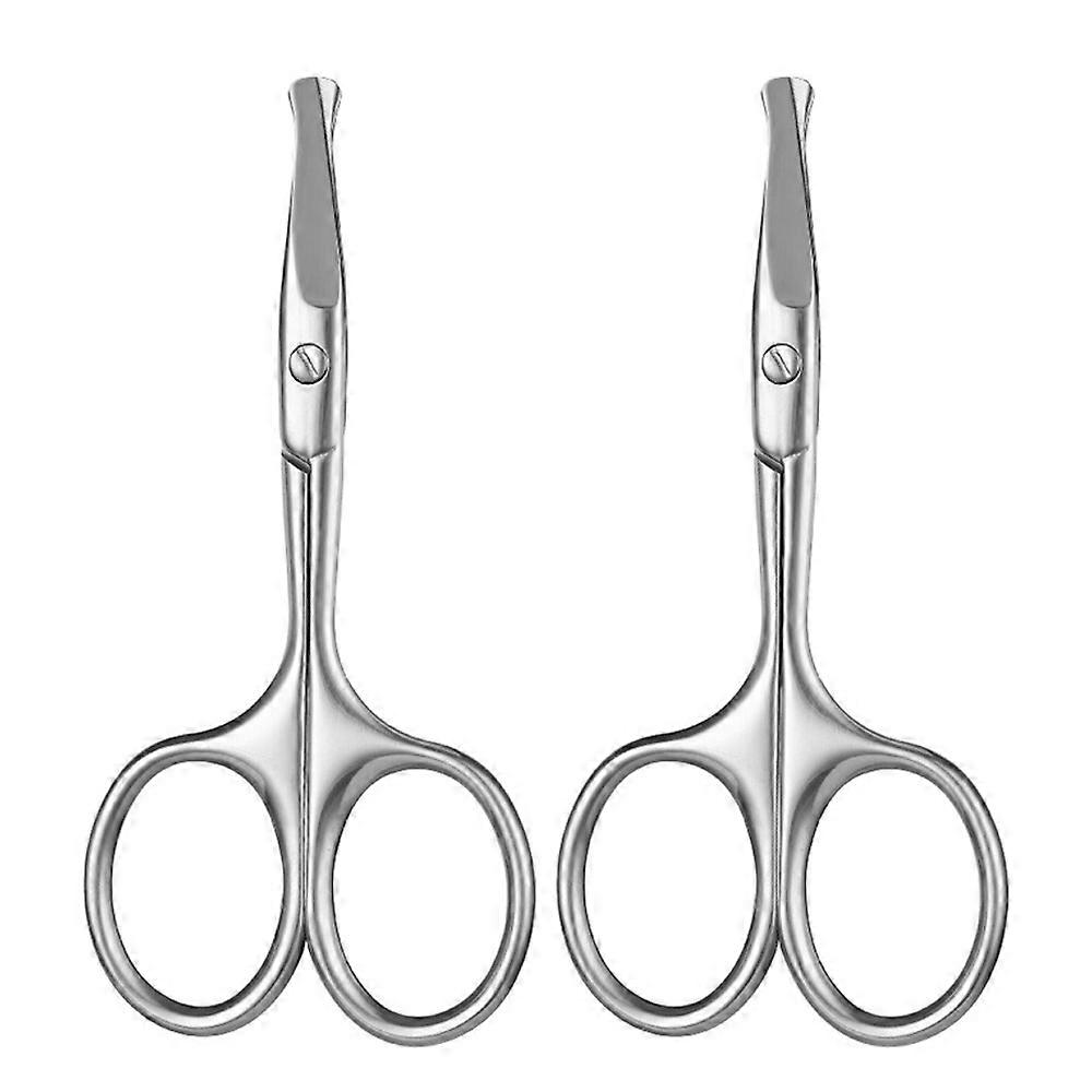 安全ヘアハサミ - 眉毛、鼻、口ひげ、あごひげのためのプロのグルーミング(2はさみ)