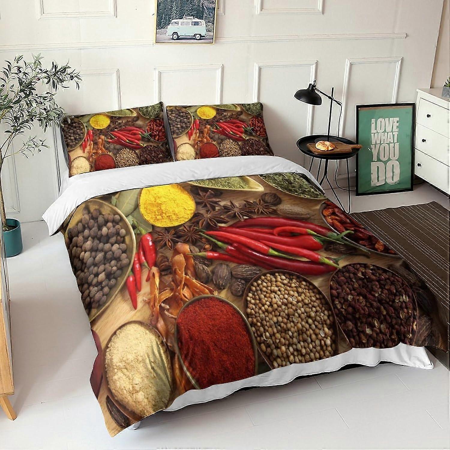 Spice Duvet Coverndiments Printed Bedding Set, Microfiber Duvet Cover Sets, Bedding Set with Pillowcase with Zipper Closure 135*200 CM