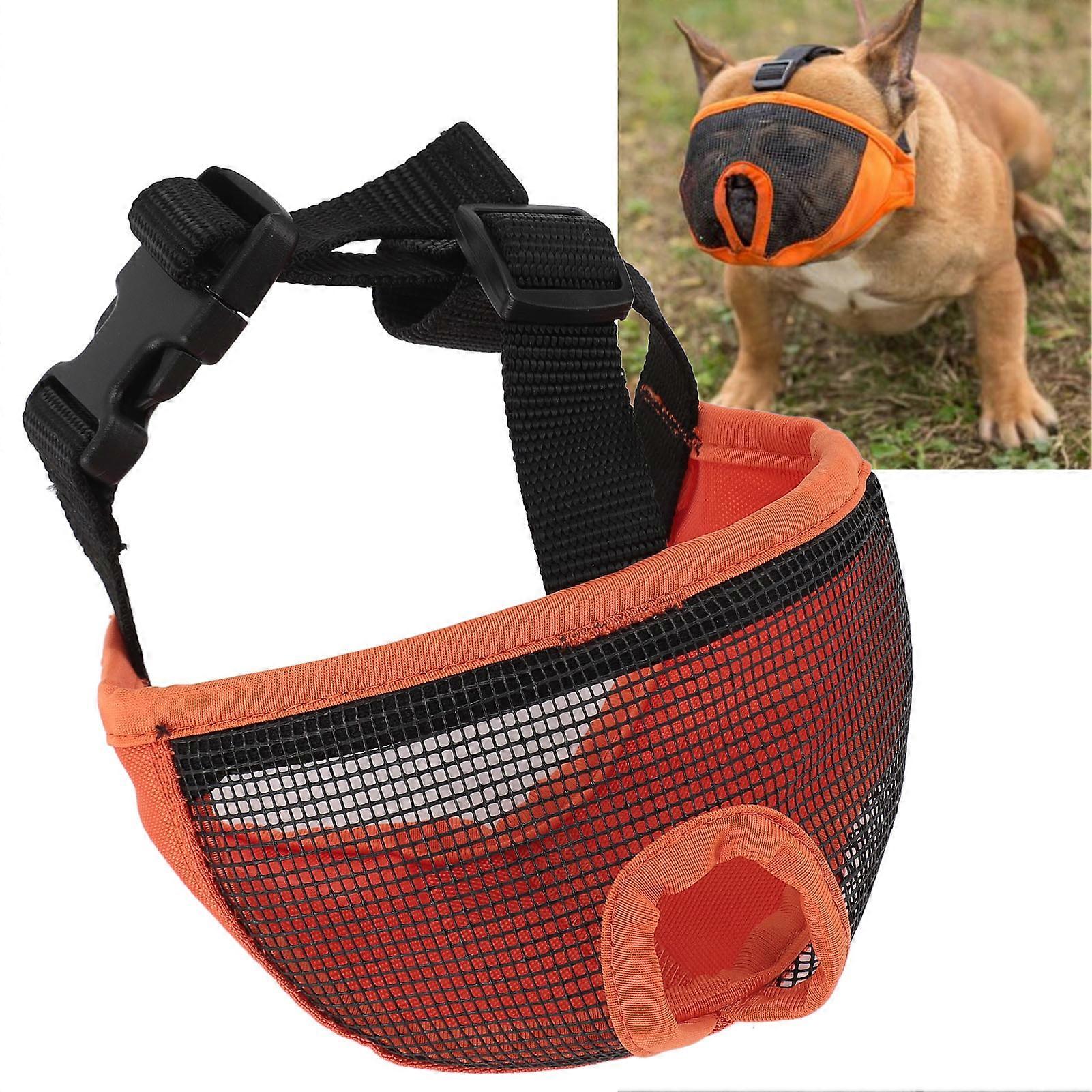 Short Snout Dog Muzzle Breathable Flat Face Bulldog Muzzle for Biting Chewing Licking Orange S