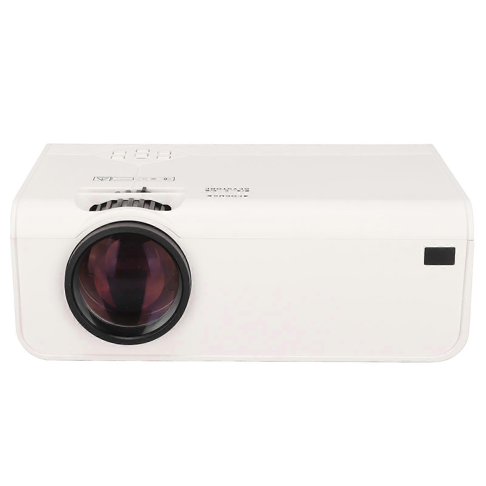 Mini Projector HIFI Stereo HD Remote Control Portable Home Theater Projector for Outdoor Office Gaming 100-240VWhite UK Plug