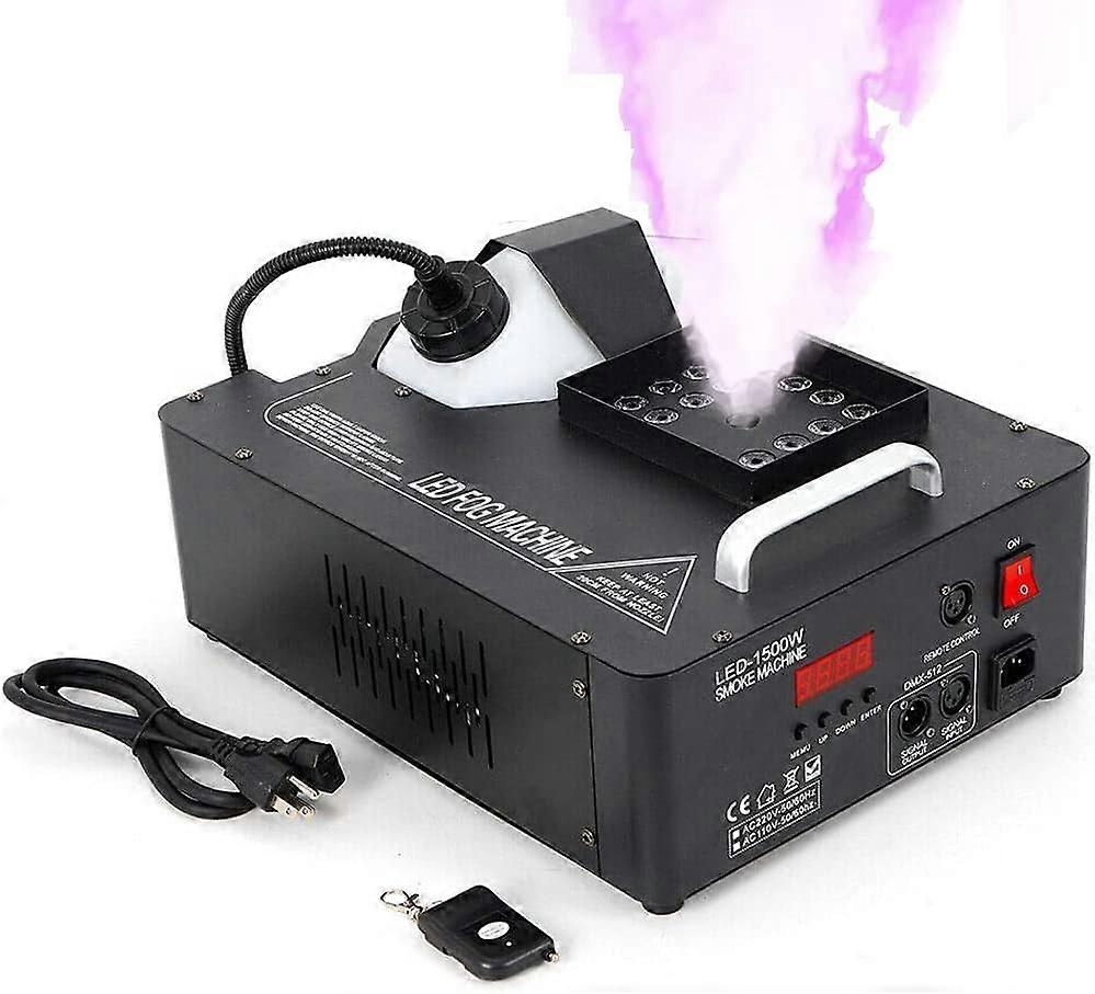 Smoke Machine 24 LED 3 in 1 RGB Stage Fog Machine 1500W Vertical Spray Fog Smoke Machine Up Spray DMX Fogger Party Smoke Generator Hazer Machine W/Wir