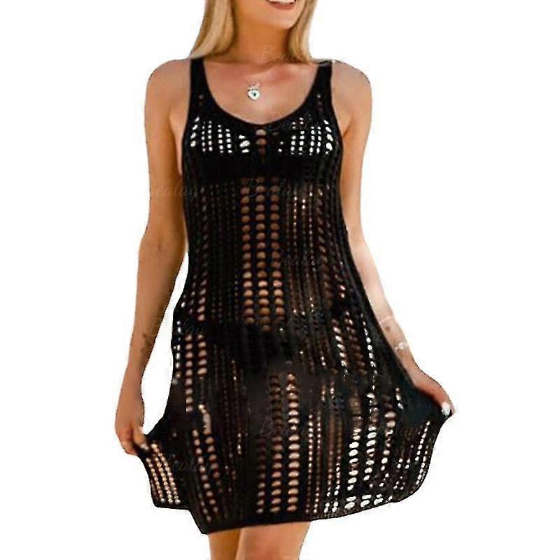 Damen Bademode Cover-up Gestrickter Hohlrock Weste Smock Bikini