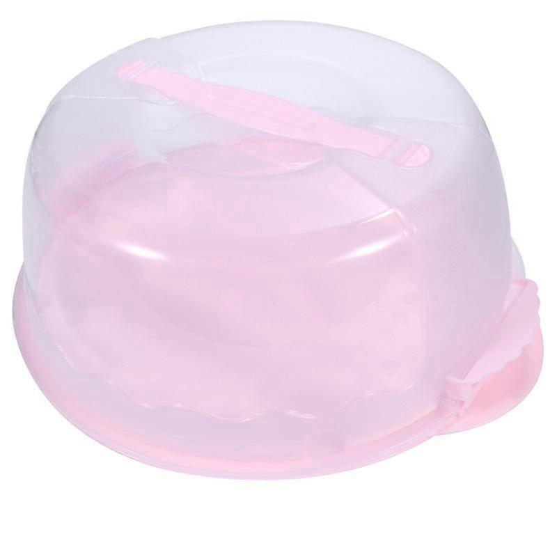 8 Inches Cake Box Portable Handheld Cake Packaging Food Storage Case Fresh Keeping Container With Lid (Pink)