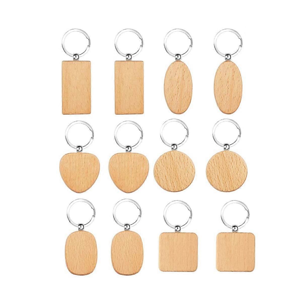 Wooden Key Ring Blank Wooden Key Chain DIY Wood Key Ring for Decorations Gifts Pyrography