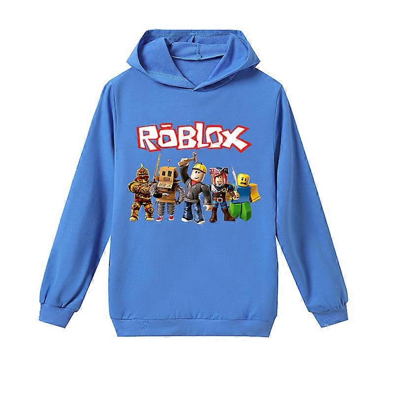 Moletom com capuz para meninos e meninas com padrão de impressão de desenho animado Roblox tops para meninos e meninas-7