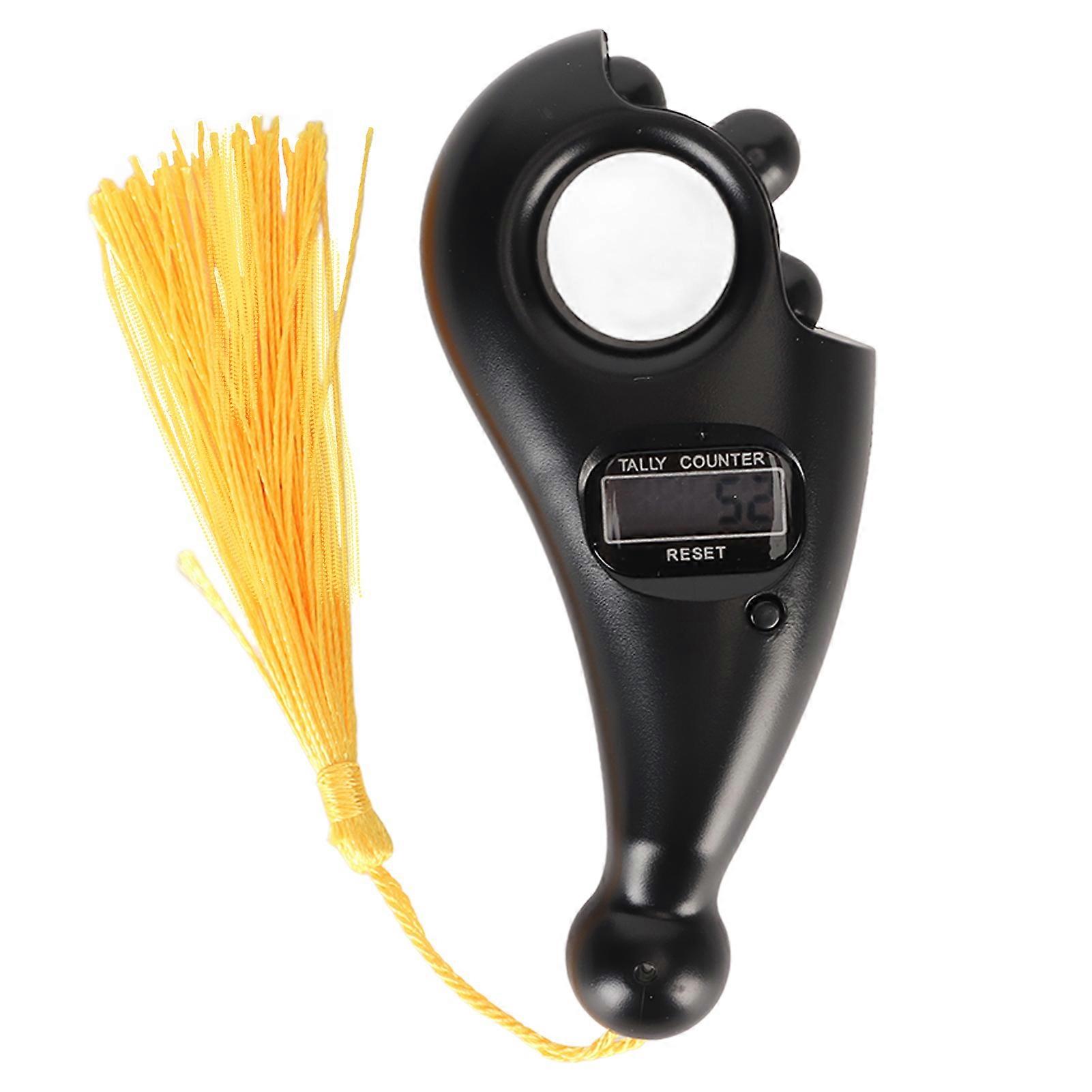 Digital Beads Counter LCD Screen Low Noise Portable Digital Buddha Beads Counter with Tassel for Meditation Relaxation Black