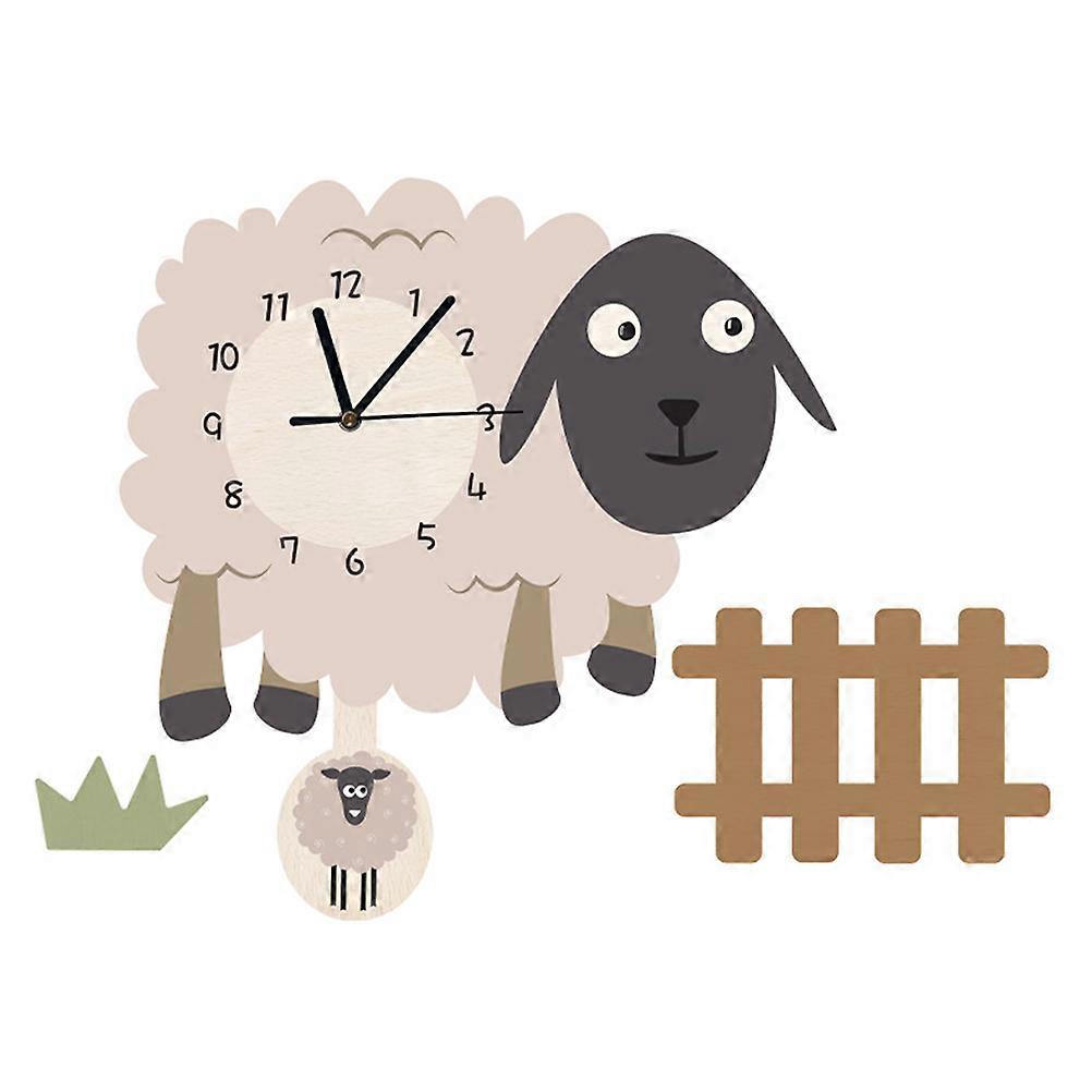 Creative Cartoon Swinging Wall Clock Nordic Artistic Clock Lovely Sheep Clock