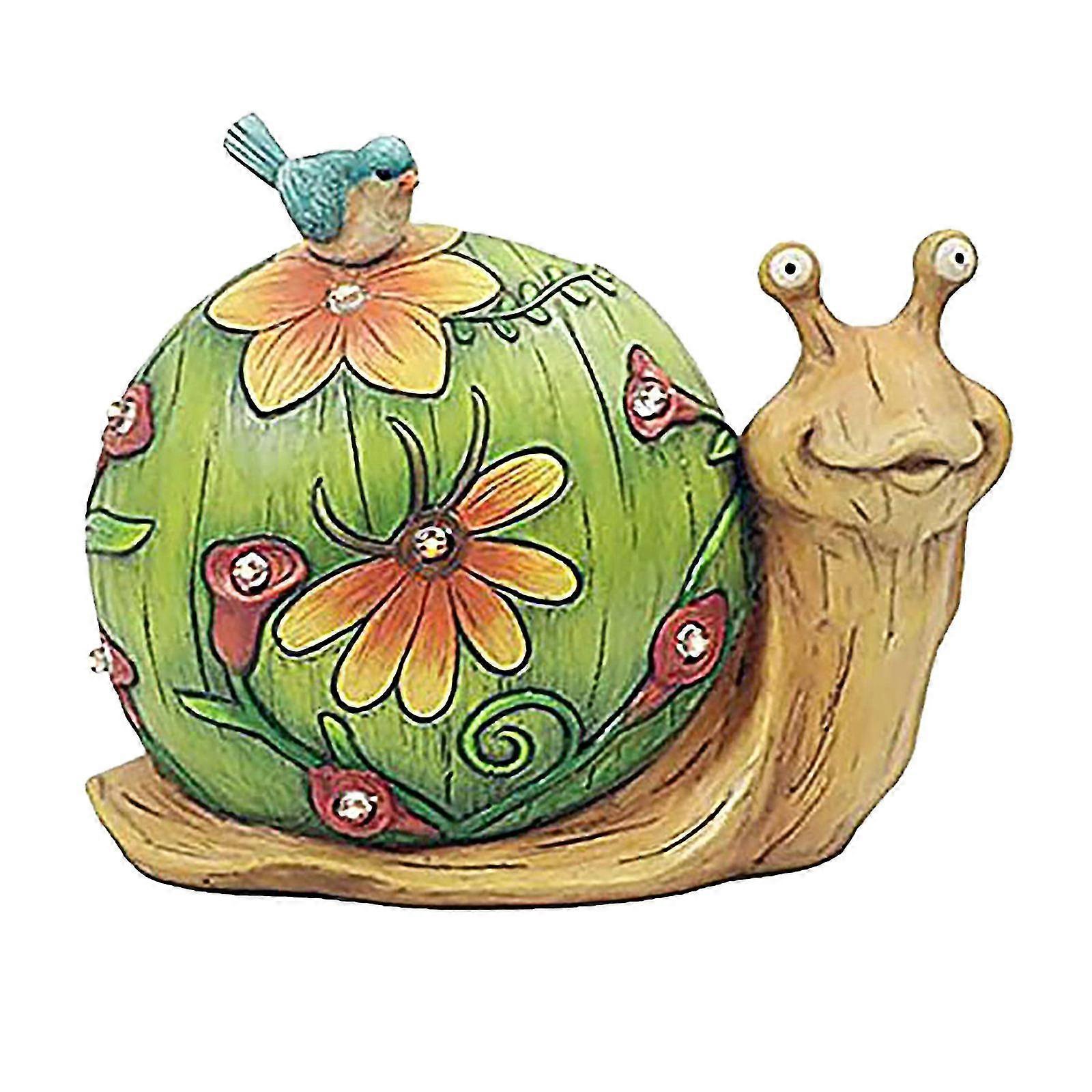 ZK-1pc Garden Snail Statue Solar Resin Animal Sculpture Outdoor Lawn Yard