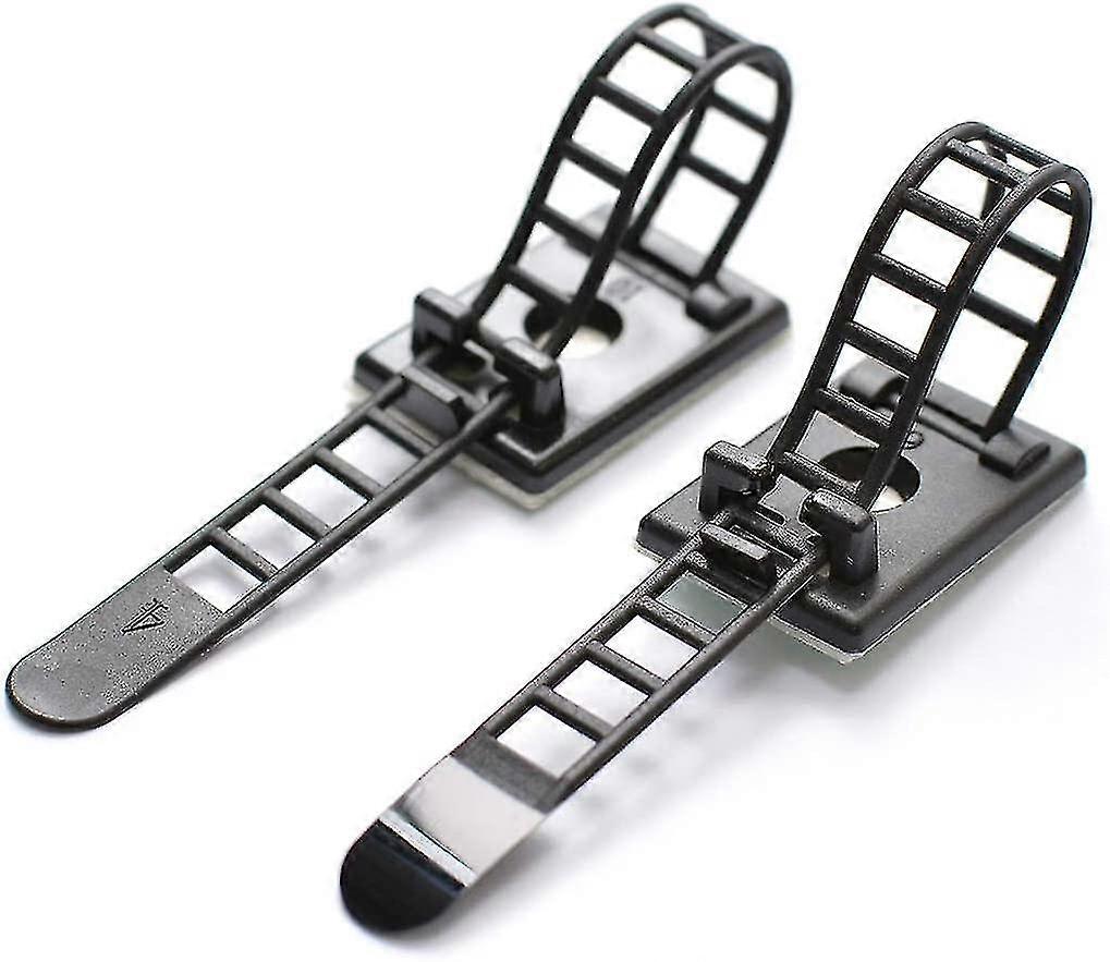 50 Pieces Adhesive Cable Ties Adhesive Cable Ties Adjustable Nylon Cable Ties (black)