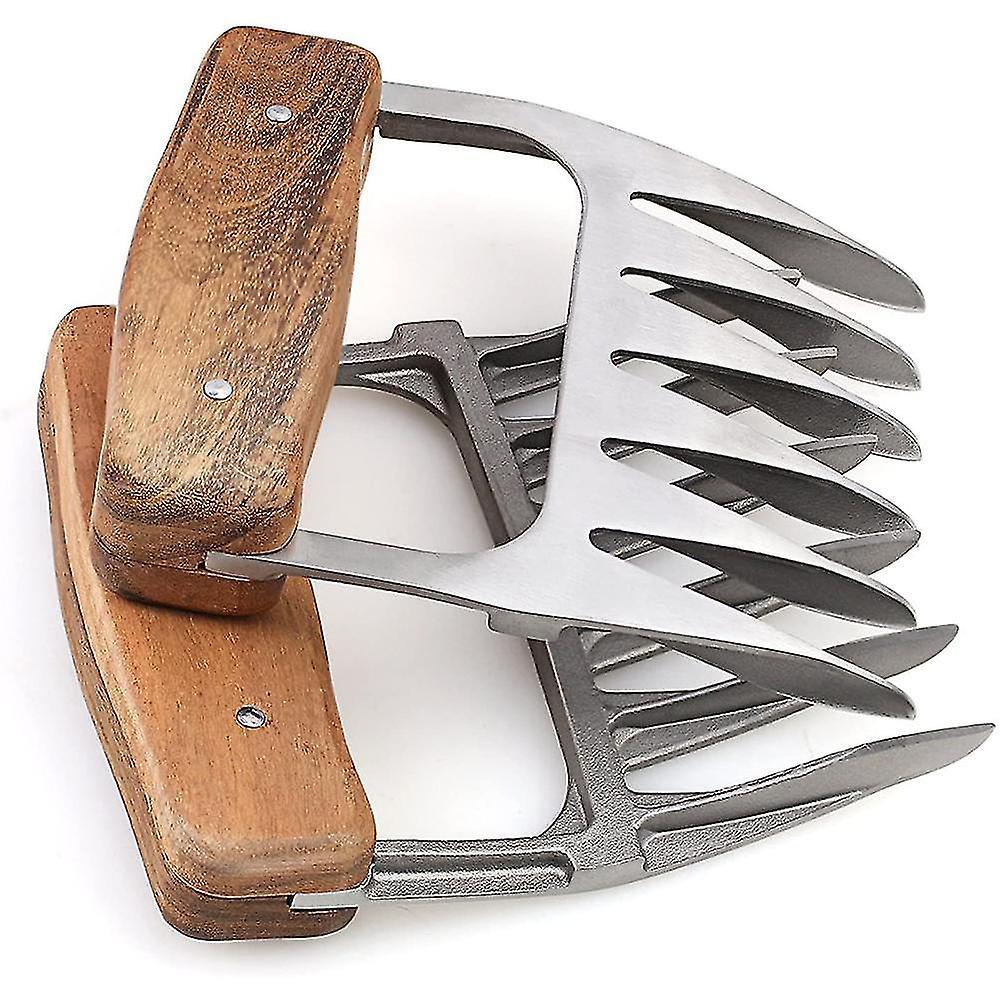 Stainless Steel Bear Claw Bbq Mincer Separator Fork Meat Claw With Wooden Handle The Best Meat Claw For Chopping, Pulling, Carrying, Lifting And Servi