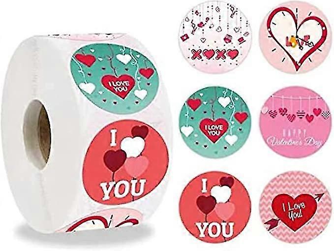أنا أحبك ملصقات لفة 500 قطعة ، 6 ألوان ملصقات عيد الحب ، 1 بوصة لاصقة ملصقا الحب لعيد ميلاد ذكرى الزفاف P