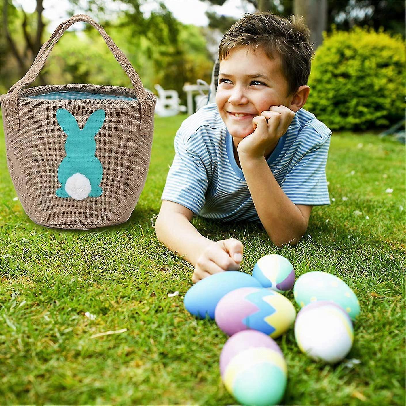 Easter Bunny Basket Burlap Bucket Tote