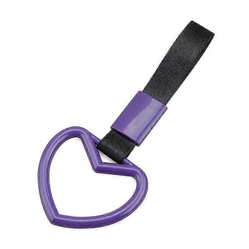 Car Bus Train Heart Handle Ring Hand Strap Warning Decor (purple)1pcs)
