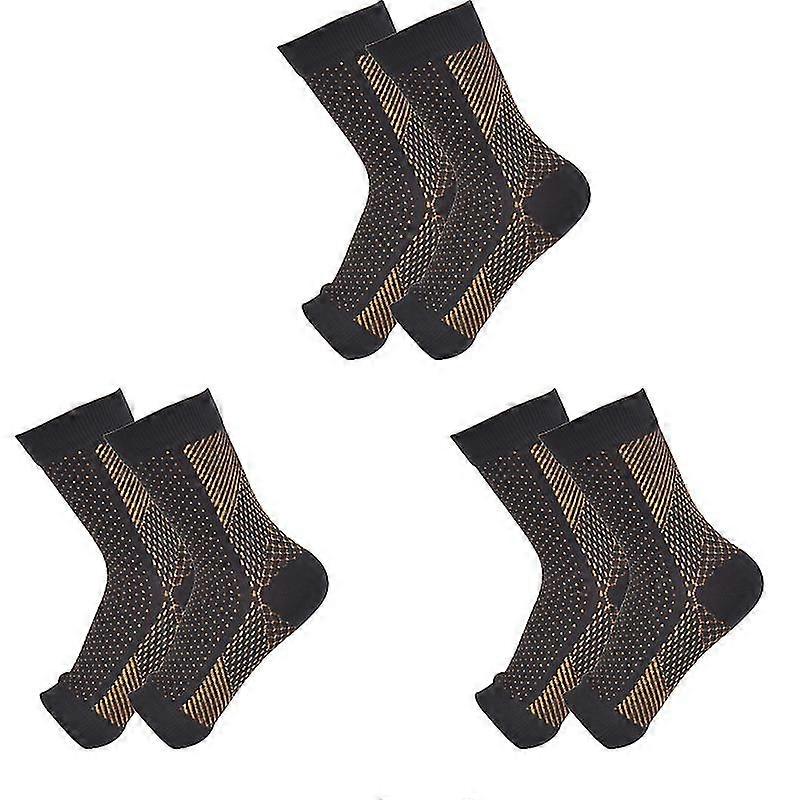 Soothe Socks Neuropathy Compression Ankle Arch Support Protection Pain Relief Socks(3 Pairs, Black)