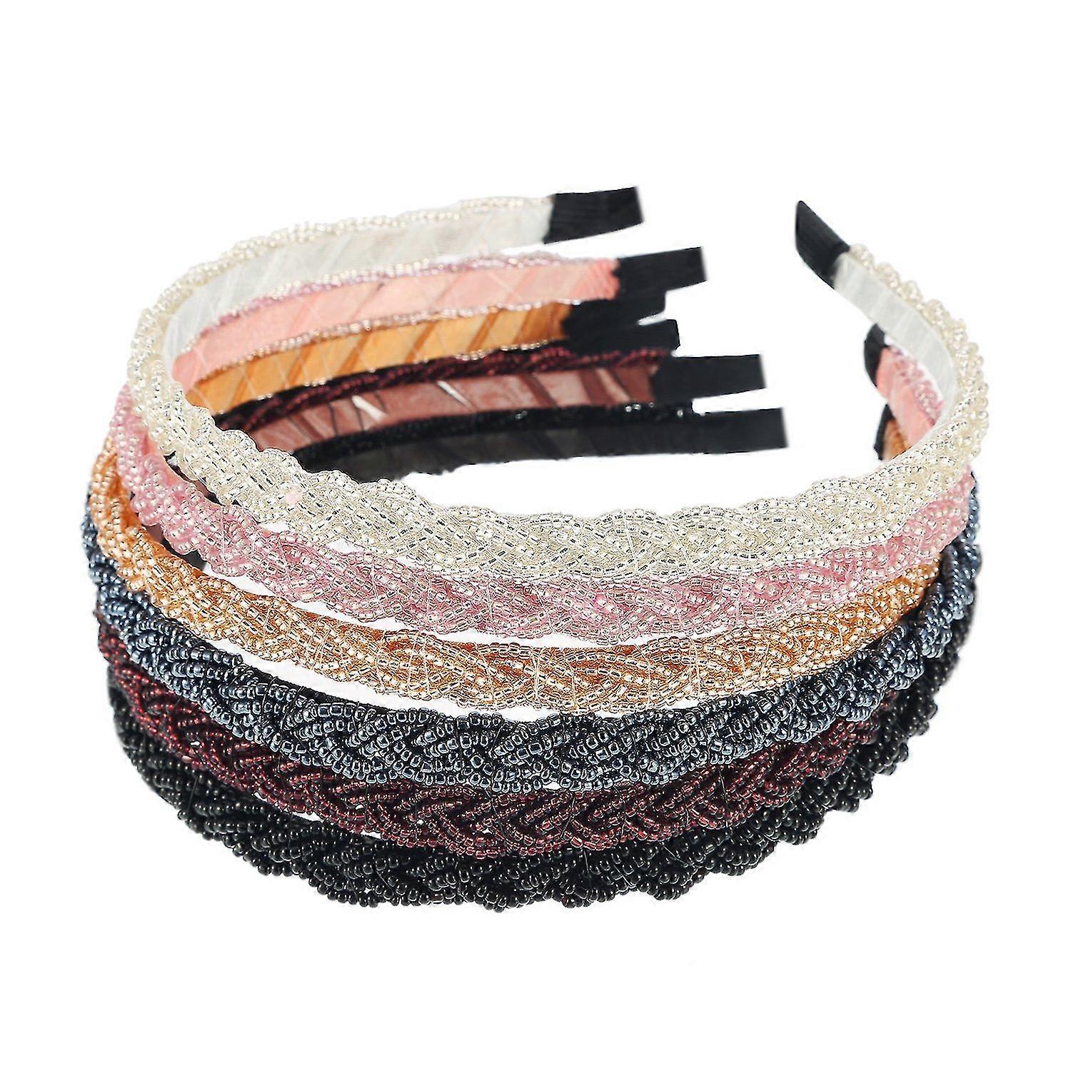 New Pack Of 6 Beaded Headbands Headbands, Assorted Colors