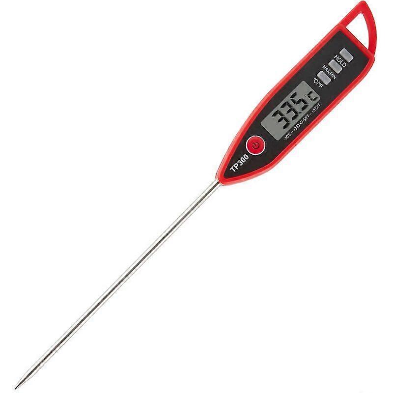 Instant-Read Kitchen Thermometer with Long Cooking Probe Digital Baking Thermometer for Hot Drinks Cooking Thermometer with LCD Screen and Red Backlig
