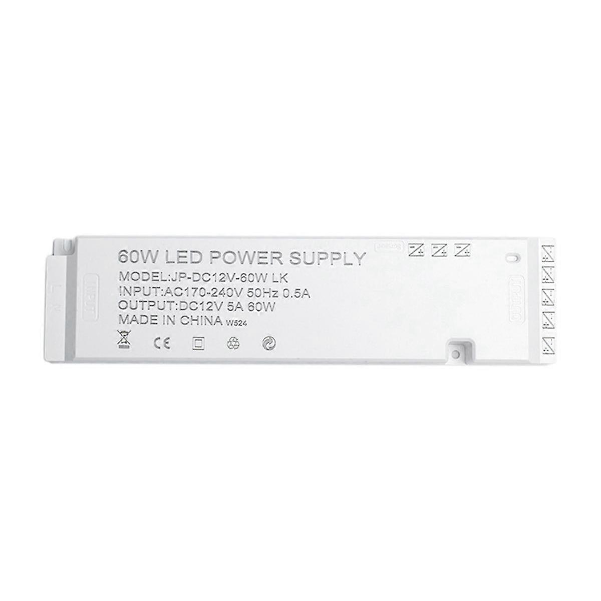 AC220V to DC 12V Lighting Transformer LED Cabinet Light Strip Light Power Supply Port Driver 60W EU