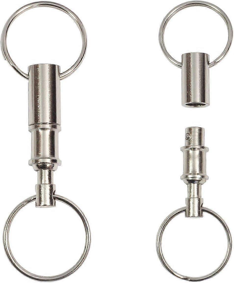 2 Pack Quick Release Detachable Pull Apart Key Rings Keychains,Double Spring Split Snap Seperate Chain Lock Holder Convenient Accessory Gift