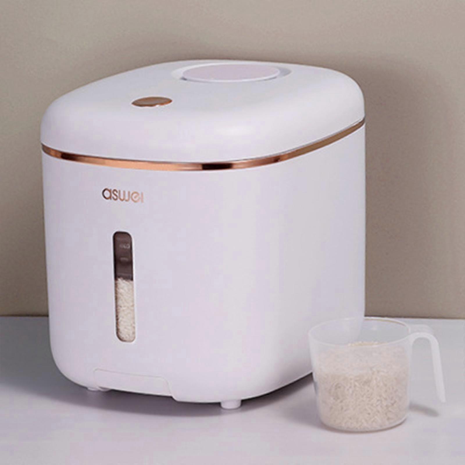 Grain Storage Barrel Airtight with Measuring Cup with Material Box Automatically Food Container Pantry for Countertop Cupboard Rice Worms Flour Cereal