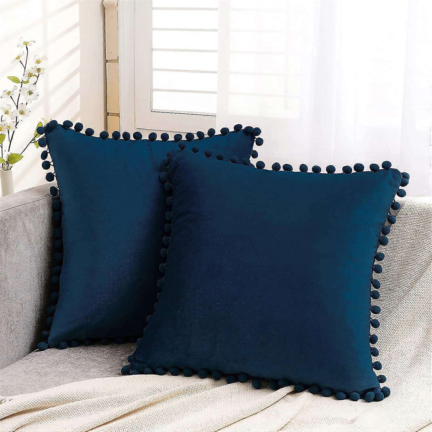 Conjunto de 2 Beijos com Pompons Sofá Travesseiro Irmão 45X45