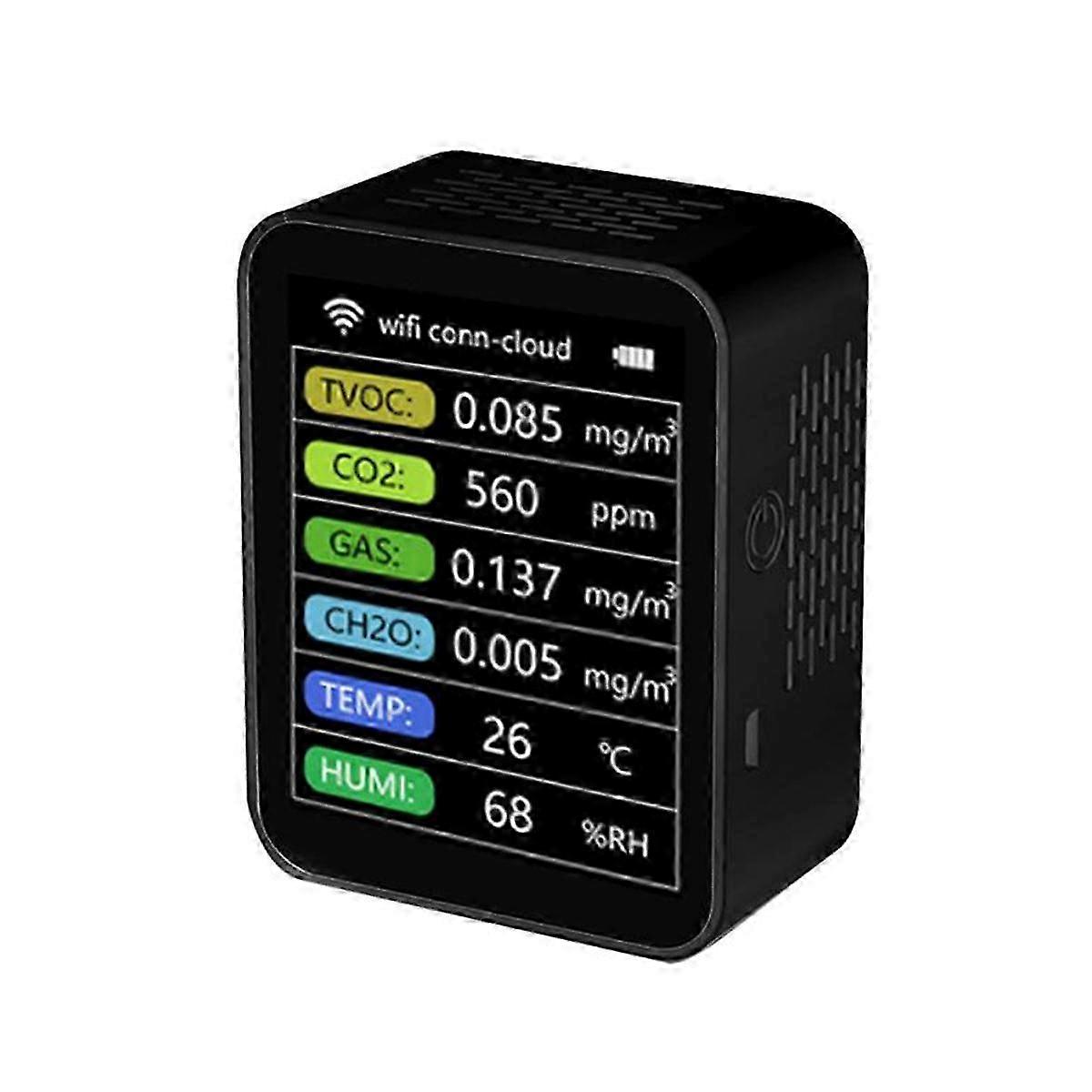 WiFi Smart Luftqualitätsmonitor CO2-Messgerät TVOC HCHO PM2.5 Tester Digitaler CO2-Sensor Formaldehyd-Gasdetektor Tuya APP A
