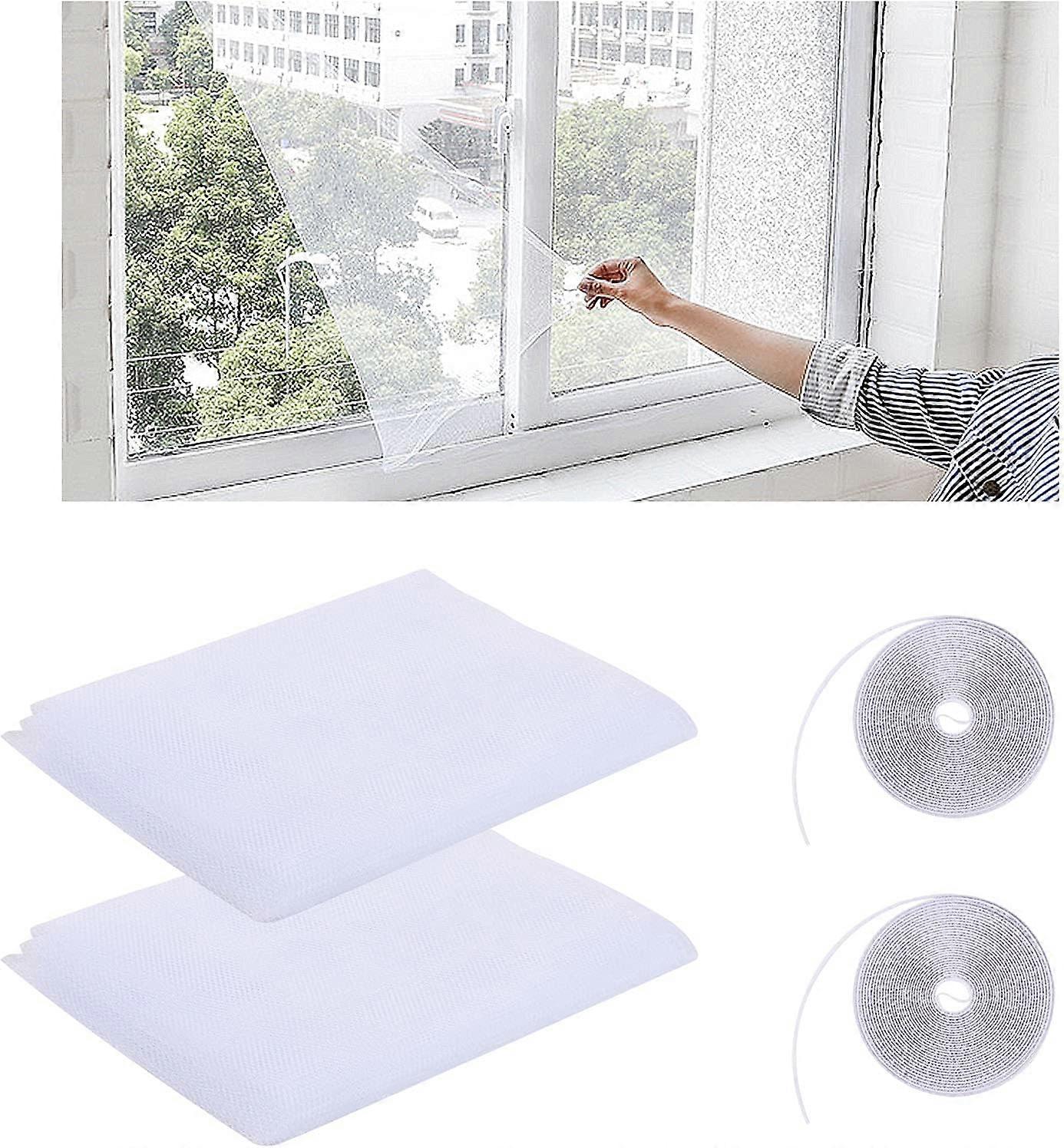 2 Pcs Window Mosquito Net, Insect Screen Net, 130cm*150cm, Mosquito Net with Self Adhesive Strips, Window Mesh Mosquito Net, White