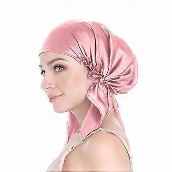 1 pcs   Silk Bonnet for Sleeping, Hair Bonnet with Tie Band, Large Silk Sleep Cap for Curly Hair, Silk Hair Wrap for Hair Care (Rose Pink), One Size