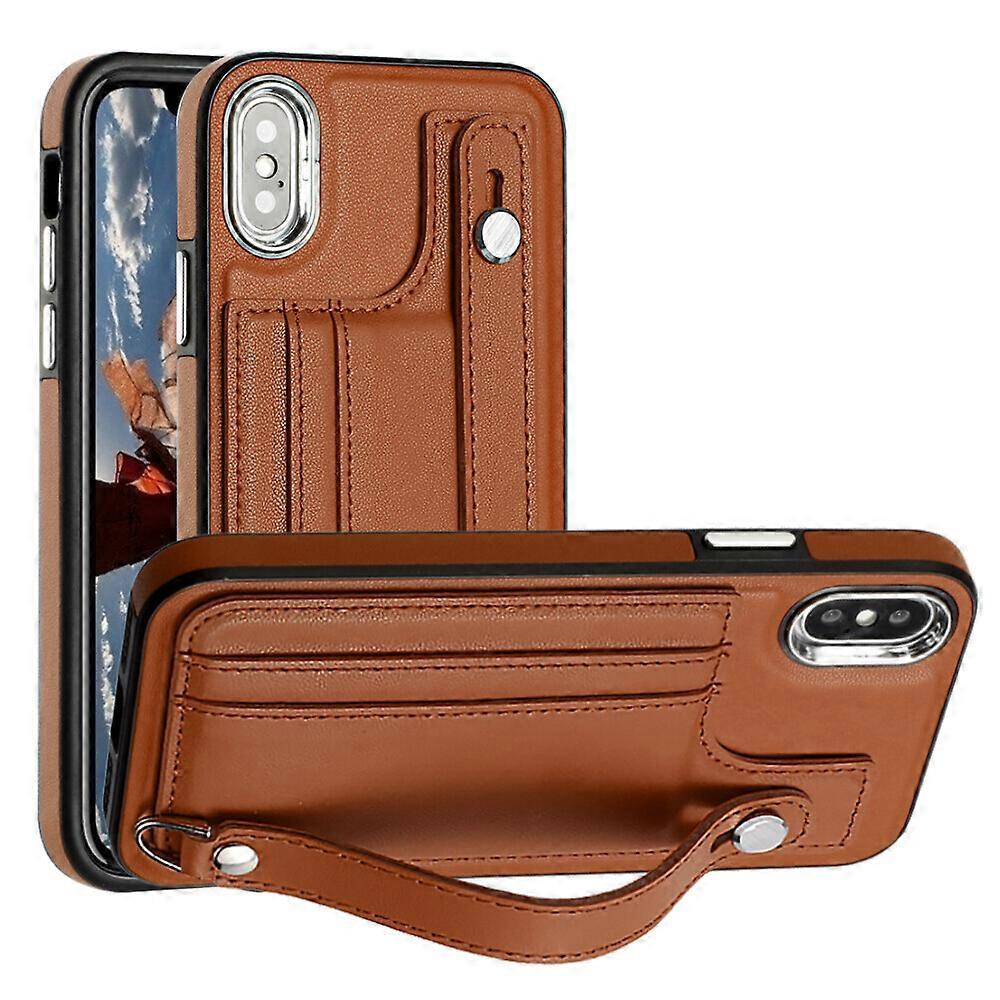 Compatible with iPhone XS Max Credit Card Slots Holder PU Leather Wallet Case with Wristband