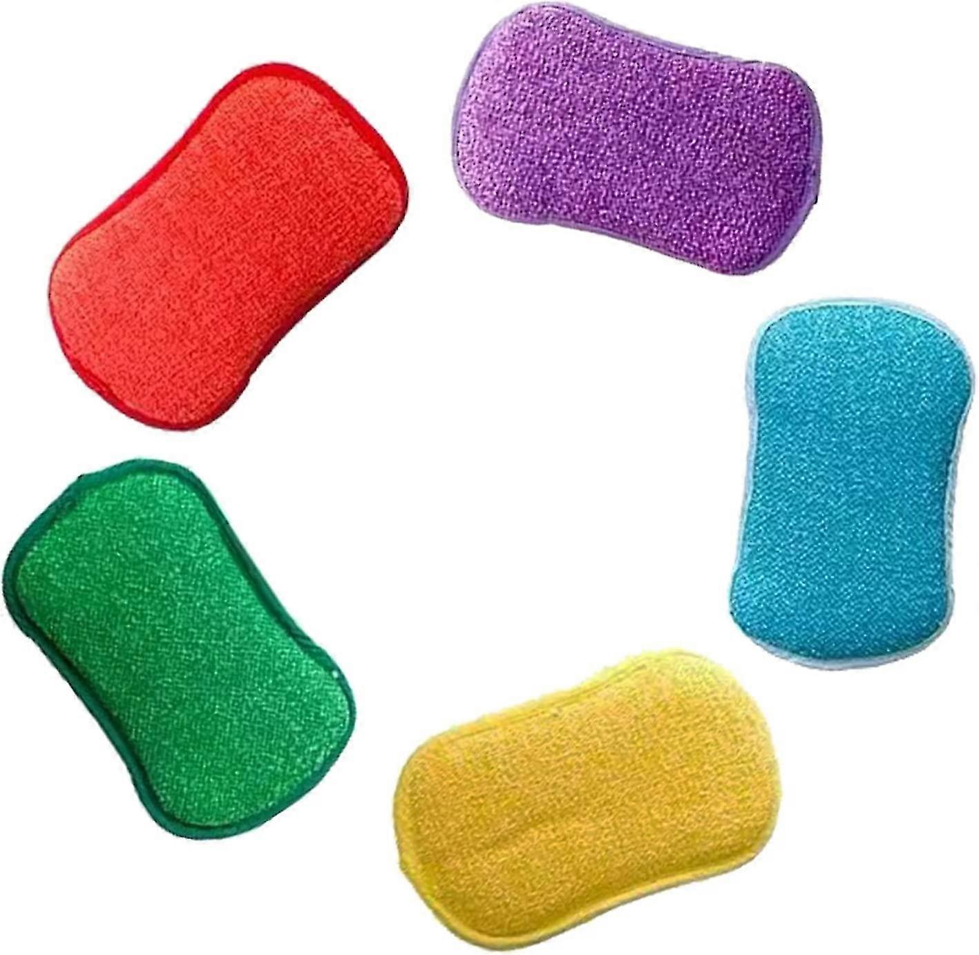Dual Action Cleaning Sponge, Antibacterial Microfiber Kitchen Scouring Pads