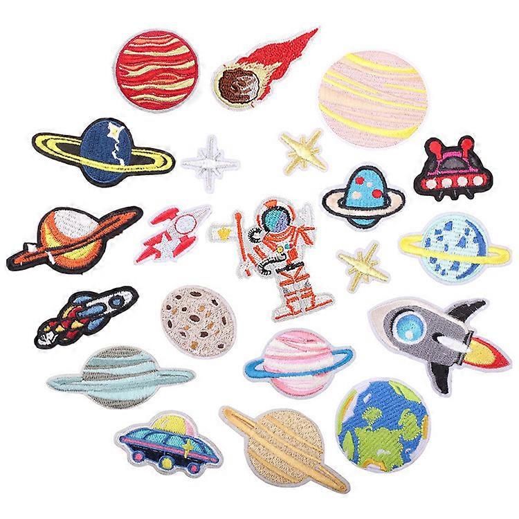 Set of 21 planetary embroidery iron-on patches