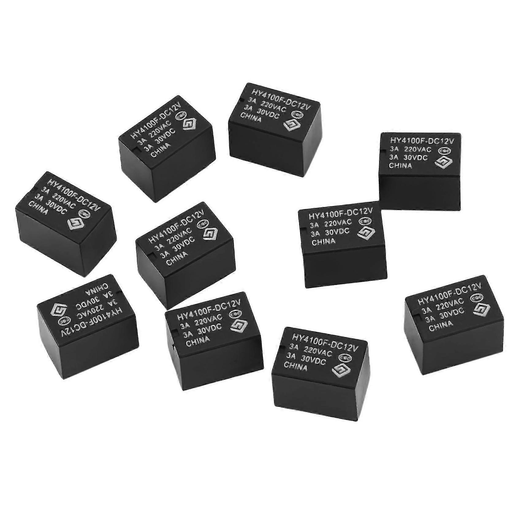 10 Pcs Mini Electronic Relays Dc 12v Black