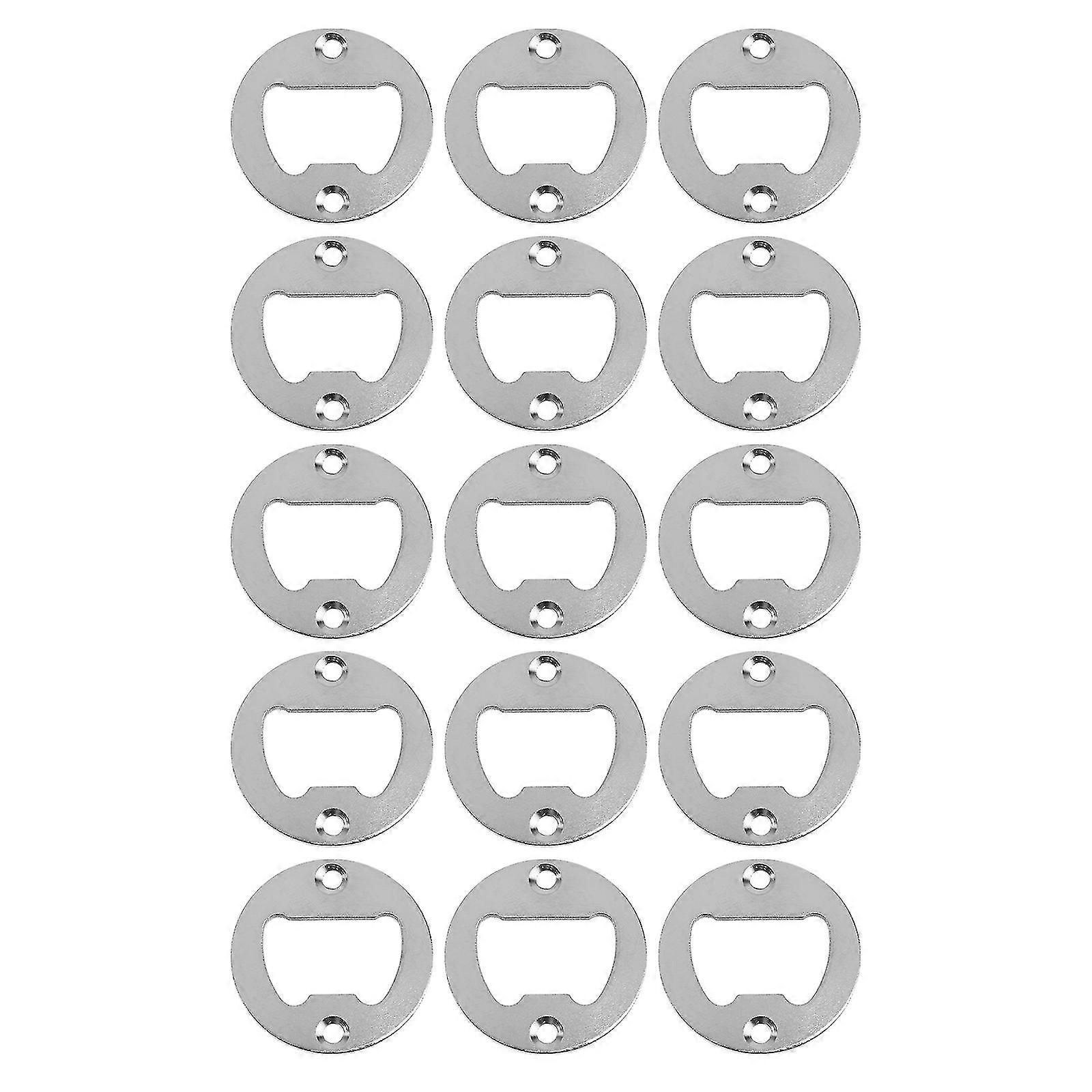15pcs Round Metal Strong Polished Bottle Opener Insert Parts Beer Bottle Opener Silver